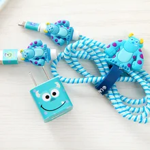 Хорошие Подарки Прекрасный Мультфильм USB Кабель Наушников Протектор с Кабельным намотки наклейки Спиральный Шнур протектор Для iphone 5 6 6 s 7