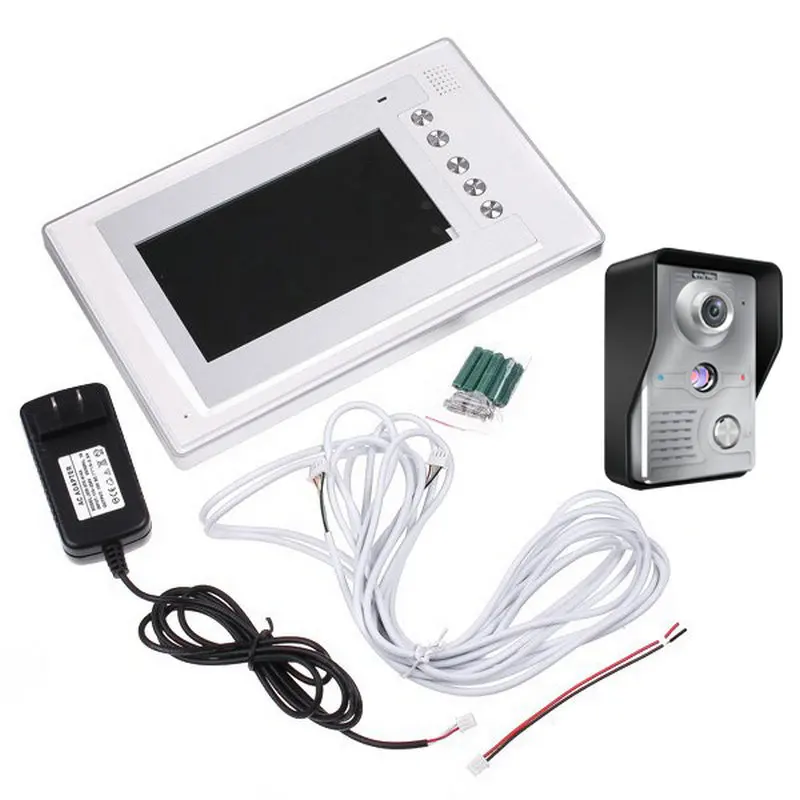 7 Inch Video Door Phone Doorbell Kit Wall Mounted Camera