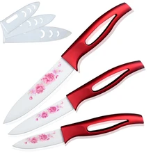 XYJ ceramic knife set red handle white blade 3“ 4“ 5“ kitchen knives high sharp kitchenware cooking tools beautiful gift