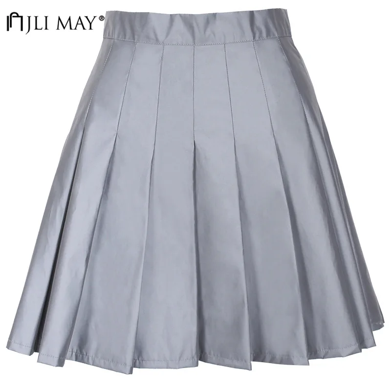 

JLI MAY Vintage Luminous Mini Pleated Skirt Women High street Casual Clothes Fluorescent green Hight Waist Summer Short skirts
