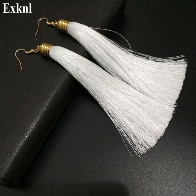 Exknl Brand Long Tassel Earrings For Women Vintage Big Fashion Earrings Bohemian Exknl Brand Long Tassel Earrings For Women Vintage Big Fashion Earrings Bohemian