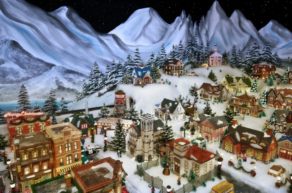 

Christmas Village Scene Giant SILK POSTER Decorative painting 24x36inch