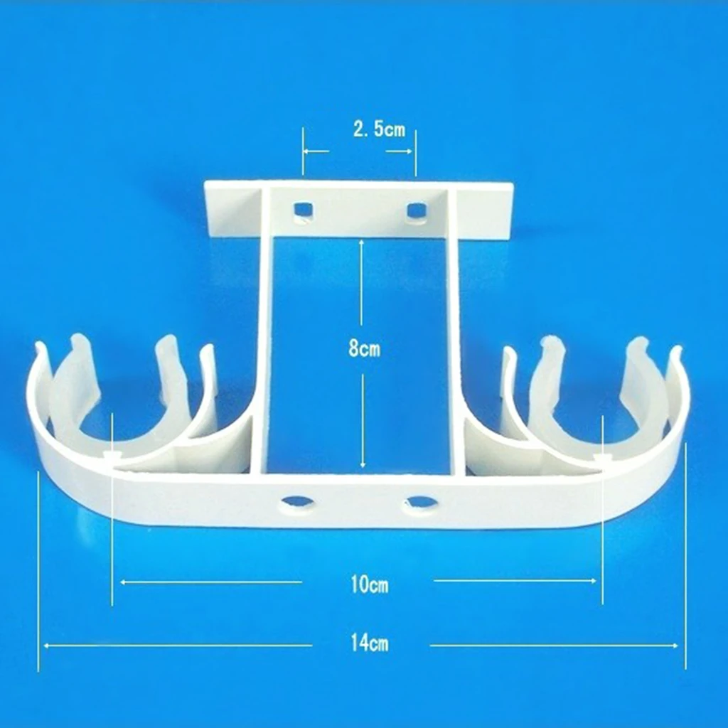 2x Aluminium Alloy Drapery Double Rod Support Bracket Curtain Pole Holder Wall Mounted Brackets Curtain Decorative Accessories