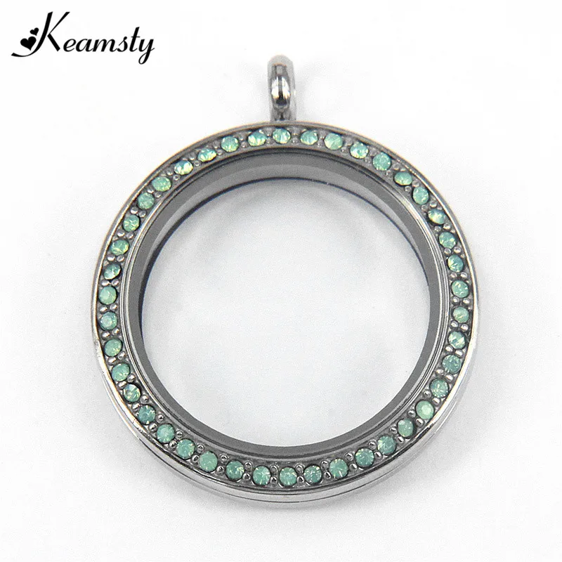 Keamsty Stainless Steel Floating Lockets Twist Locket with Pacific Opal