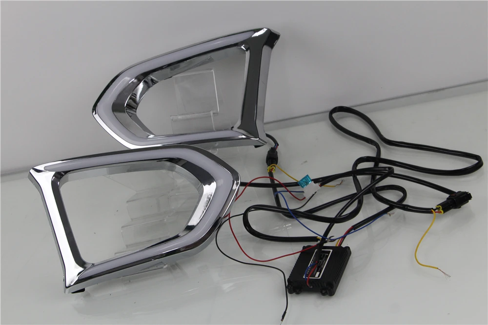 1 пара Автомобильный светодиодный DRL для Nissan Patrol Y62 дневной ходовой свет с желтым сигналом поворота Ночная синяя противотуманная фара