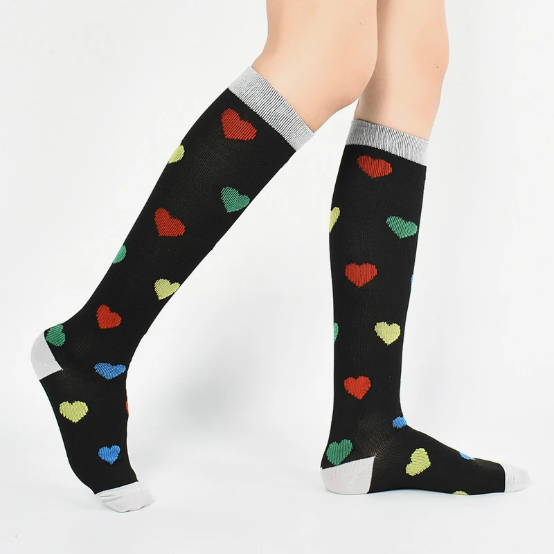 Дэвид Энджи, поддержка ног, компрессионные носки с градуированным распределением, женские, девичьи чулки с сердечками, нейлон, дышащие гольфы, 1Yc3147