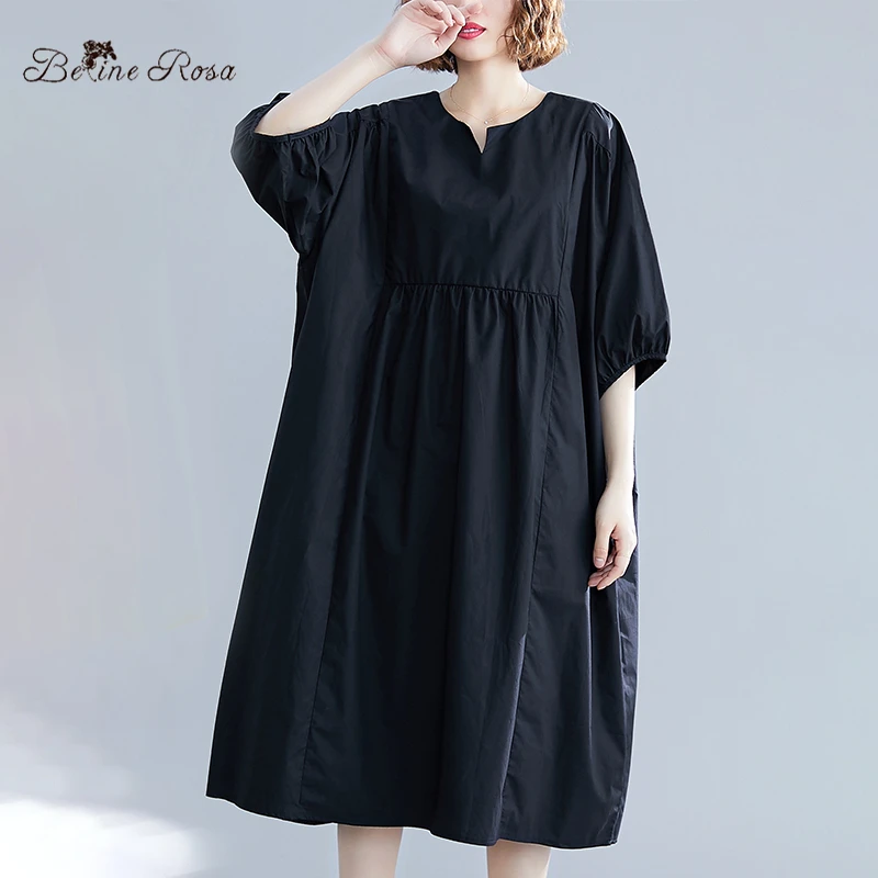 

BelineRosa Elegant Ladies Big Sizes Women Dresses Casual Simple Pure Color Oversized Women Clothes AWJ00019
