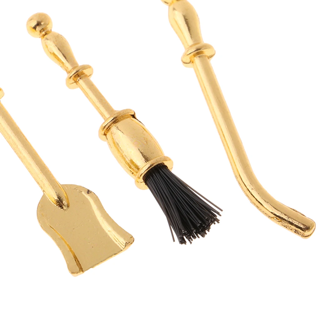 1/12 Dollhouse Miniature Alloy Cleaning Tools & Holder Set Any Rooms Garden Decor Accessories