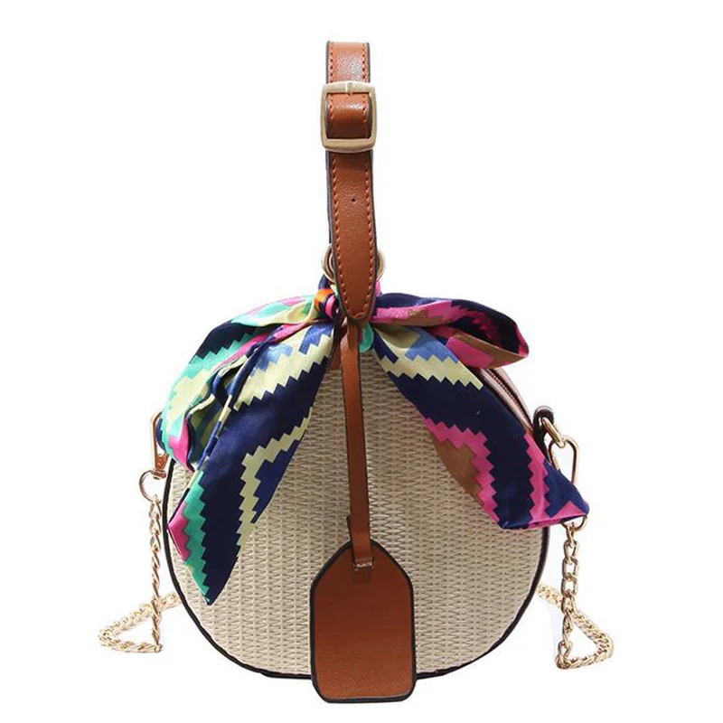 

WILIAMGANU 2018 Women Bag Summer Scarf Chain Straw weaving Small Fashion Travel Luxury Crossbody Bags For Women Shoulder Bags