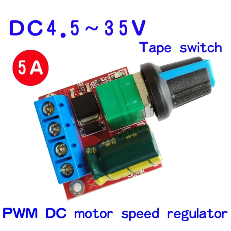 

Mini DC Motor PWM Speed Controller 4.5V-35V Speed Control Switch LED Dimmer 5A