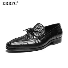 ERRFC Дизайнерские мужские черные туфли-лодочки Модные Мужские модельные туфли с квадратным носком и крокодиловым узором трендовые офисные модельные туфли для отдыха