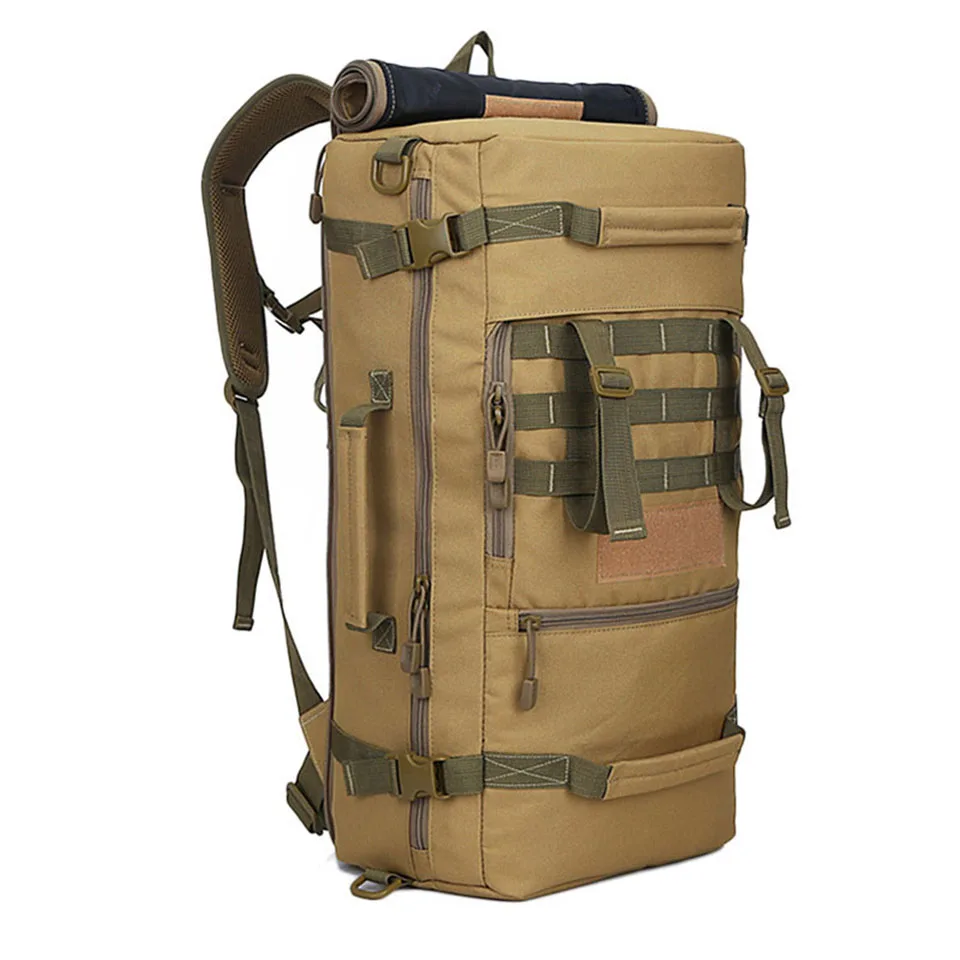 Местный Лев 50л вместительный мужской рюкзак для кемпинга военный тактический багаж сумка на плечо Мужская функциональная универсальная сумка - Цвет: Khaki
