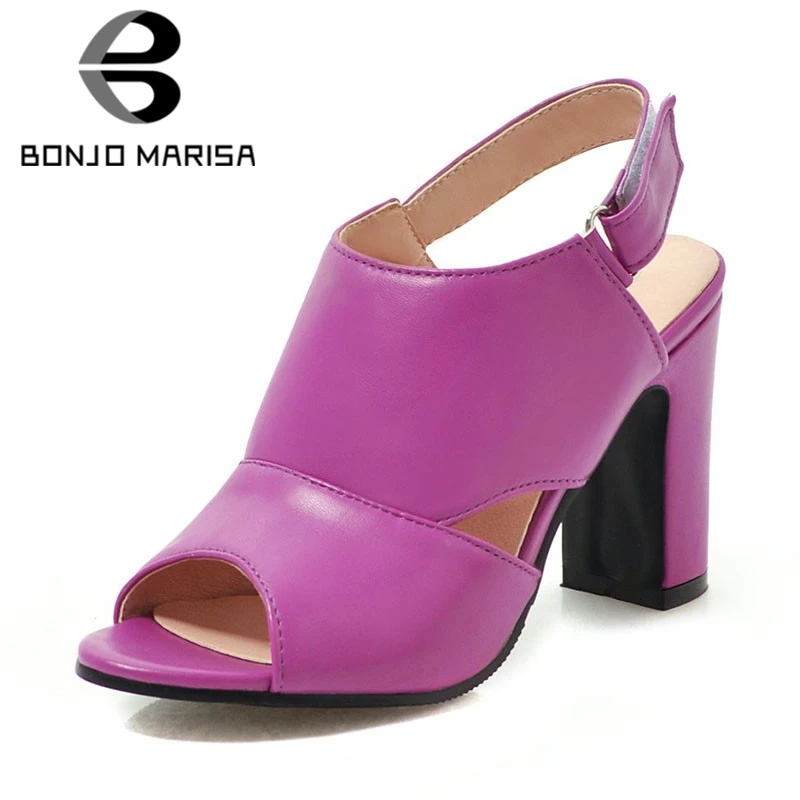 

BONJOMARISA 2019 Brand New Big Size 34-43 Ladies High Heels Peep Toe Shoes Woman Casual Party Office Summer women's Sandals