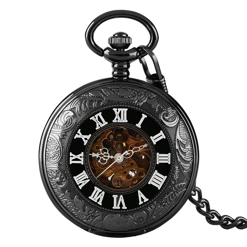 Полые прозрачные Стекло полые механические часы Для женщин Обложка стимпанк Relogio де Bolso карманные часы автоматический подарки