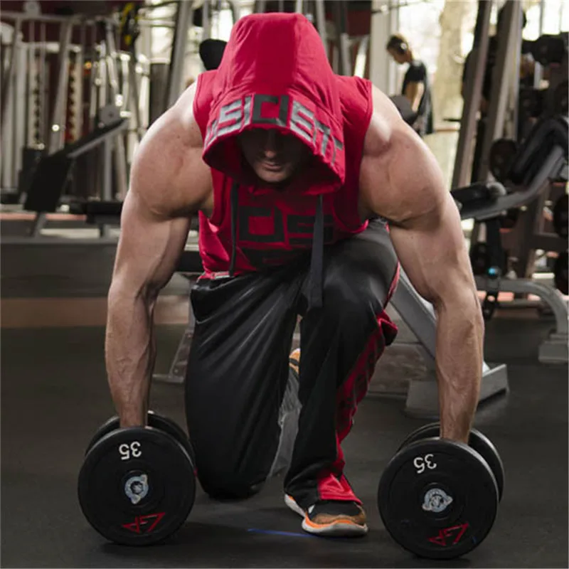 2017 رجل الصيف أكمام هوديس اللياقة البدنية الأزياء عارضة سترة مقنعين بلوزات كمال الاجسام العلامة التجارية الرياضية سترة الملابس