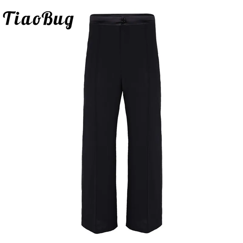 

TiaoBug Men Black Soft Long Latin Dance Pants Adult Stage Dance Costume Ballroom Tango Modern Salsa Practice Dance Wear Pants