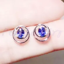 Сапфировые серьги-гвоздики 0.35ct* 2шт драгоценный камень натуральный синий сапфир 925 стерлингового серебра ювелирные украшения# J18122301