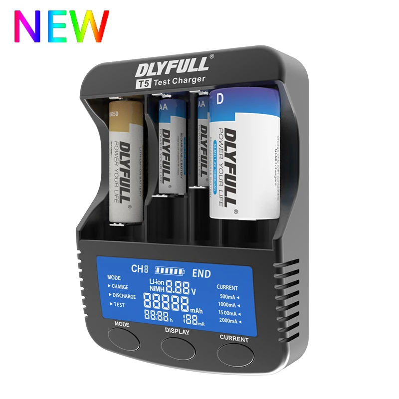 

DLYFULL T5 18650 charger for Li ion 18650 14500 10440 26650 32650 Ni-MH Ni-CD A AA AAA C SC D rechargeable battery Charger