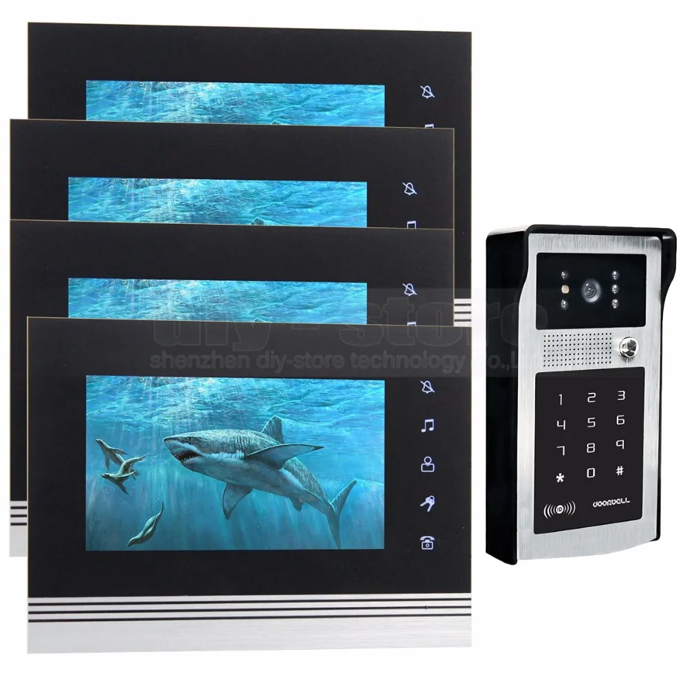 DIYSECUR 7 inch Touch Button Video Door Phone Doorbell IR