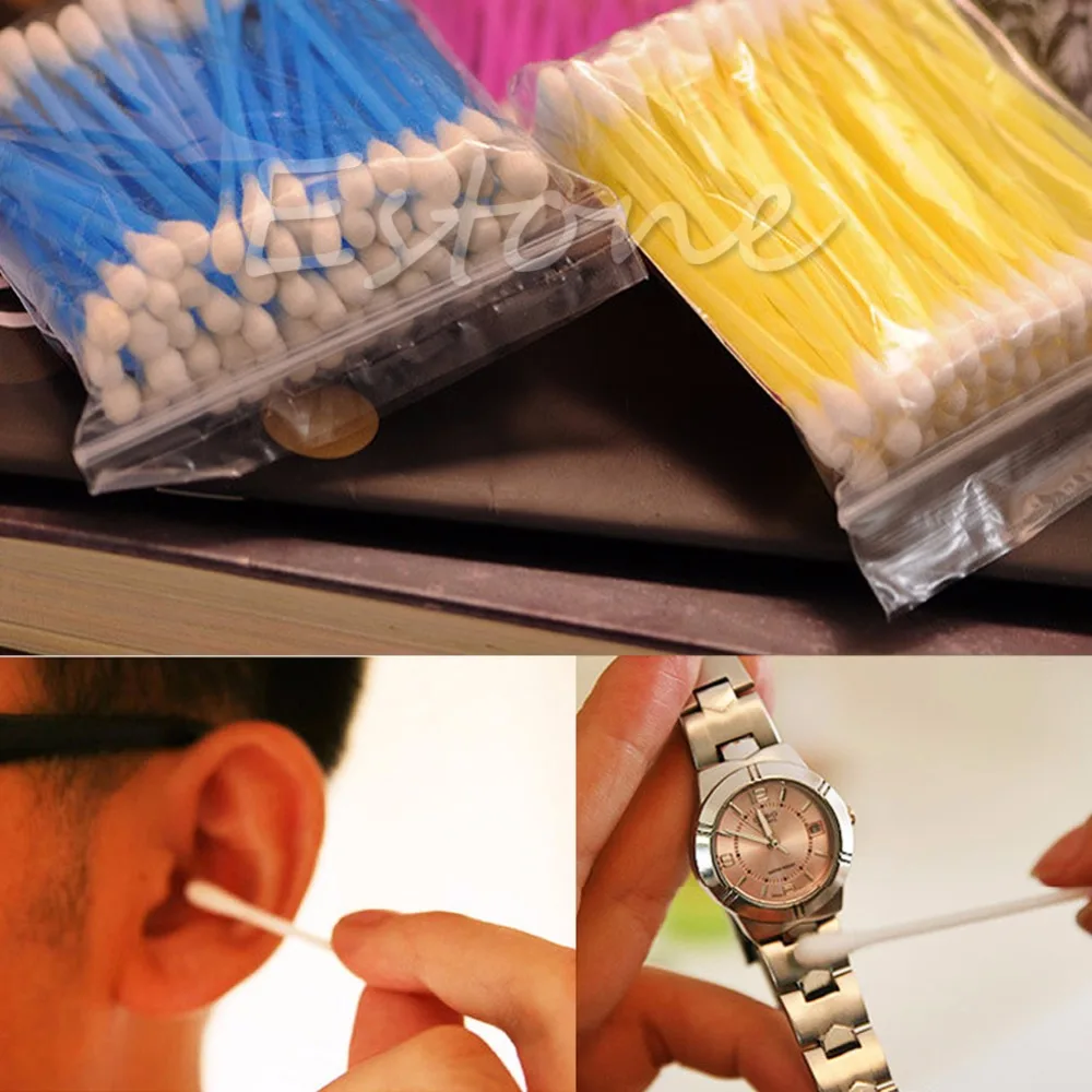 Beli 100 Pcs Sekali Pakai Kapas Lidi Q Tip Penyeka Pegangan Plastik KOKOH Baru