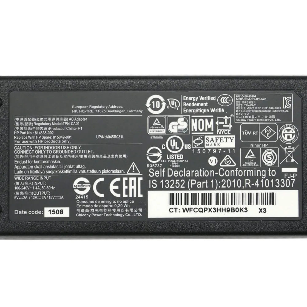 5 V 2A/12 V 3A/15 V 3A USB-C Тип-C ноутбука Мощность адаптер для hp Chromebook x360 11 G1 EE 11," сенсорный экран TPN-CA01 A045R031L