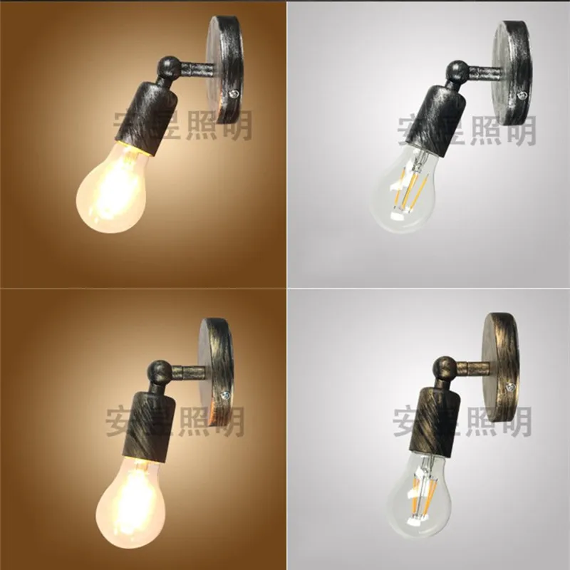 Retro wrought iron adjustable wall light Creative industrial Wind E27 single head antique wall lights for bedside aisle Coffee