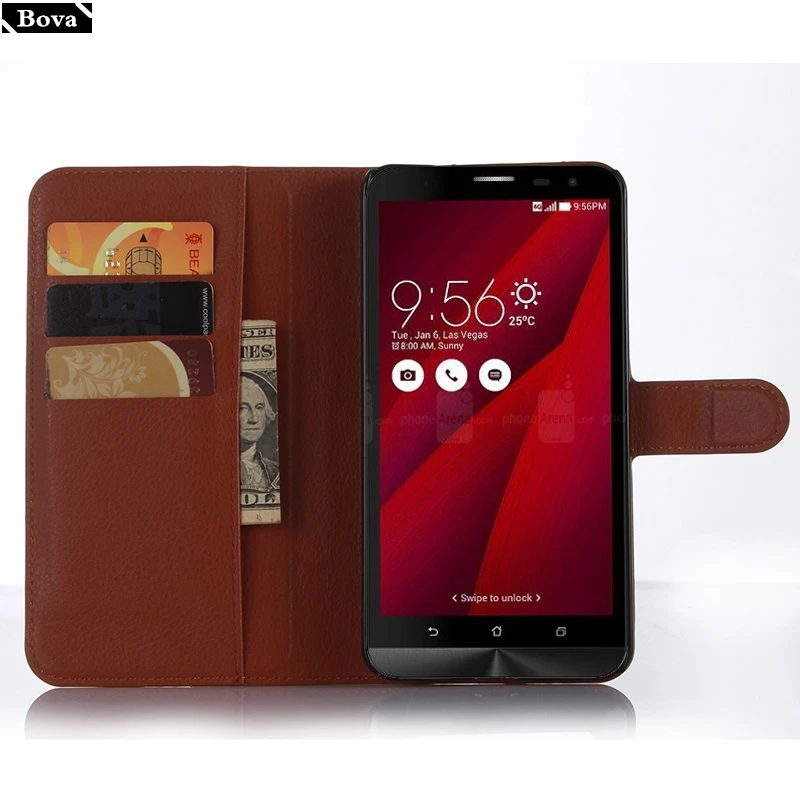 Кожаный чехол бумажник для ASUS Zenfone 2 Laser телефона с отделением карт ZE500KL ZE550KL ZE601KL|case
