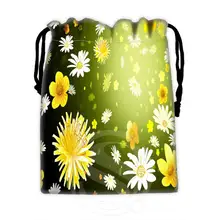 Новые с цветочным узором ромашки и 8 изготовленный на заказ логос напечатал сумку; степень сжатия сумки женские сумки на завязках размер 18X22 см WT902& k18