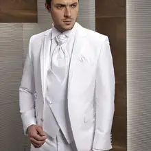 Индивидуальный заказ, стиль, смокинги для жениха с отворотом, мужской костюм, Белый Жених/Жених, Свадебные/выпускные костюмы(пиджак+ брюки+ галстук+ жилет