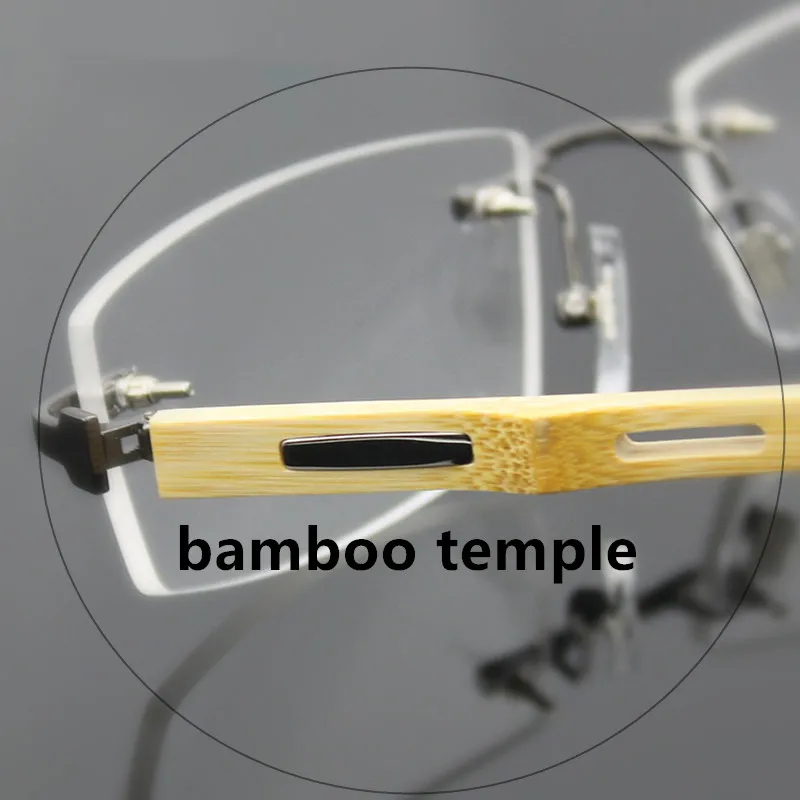 Для мужчин Стиль Bamboo Rimless Очки модные женские туфли очки легкие бамбуковые withpure Титан оптический Рамки для Для мужчин Для женщин