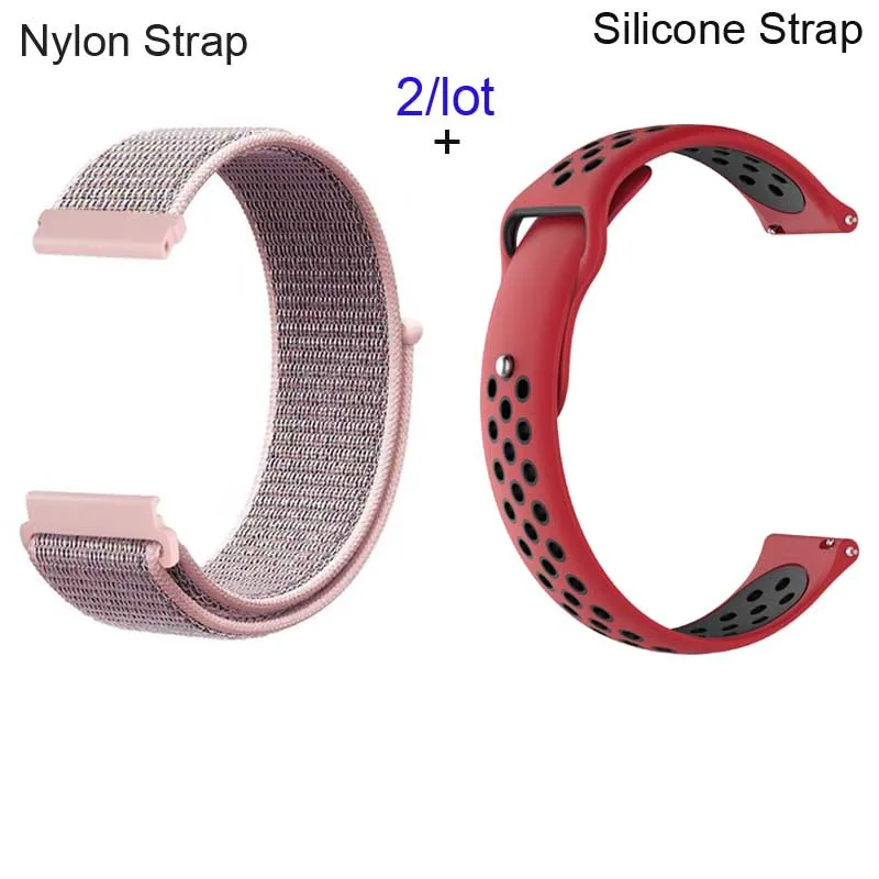 20 мм Браслет Для Xiaomi Amazfit Bip Pace Stratos 2 GTR 47 мм 22 мм ремешок для часов samsung gear S3 Galaxy 46 мм Pulsera - Цвет: mix pink-red black