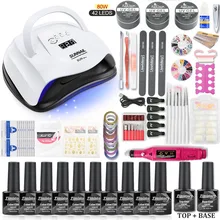 Набор для ногтей 10 шт. Набор для гель-лака для ногтей 80 Вт/48 Вт/36 Вт УФ светодиодный светильник Сушилка Электрический лак для ногтей набор инструментов