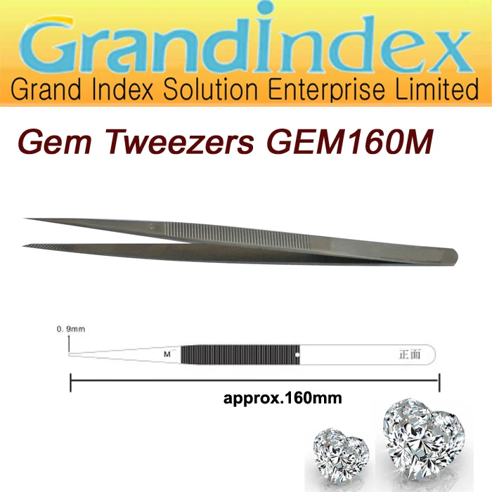Stainless Steel Jewelry Chip Tweezers Maintenance Tools GEM160M