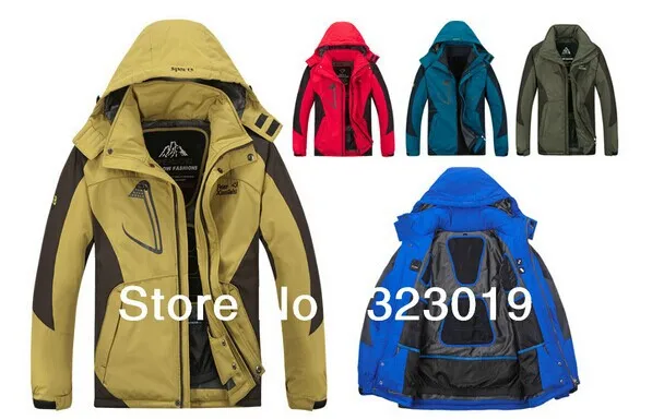Cheap 2014 Men's Windproof Waterproof Jacket Winter Warm Outdoor Coat, Jacket Hooded Sportswear Outerwear for Skiing5COLORS XL-XXXXL