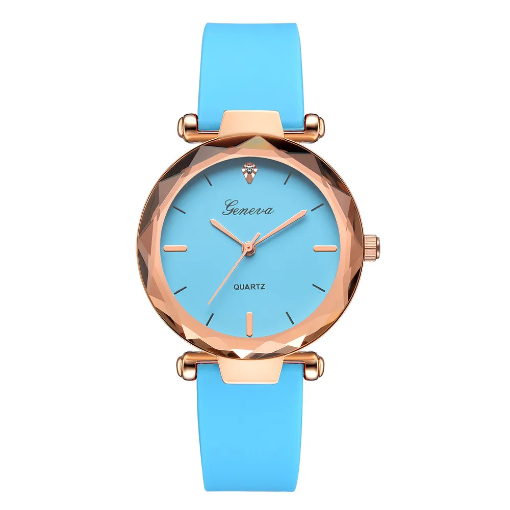 Relogio Feminino Geneva известный бренд женские Простые аналоговые кварцевые круглые наручные часы с силиконовым ремешком женские часы А4 - Цвет: Blue