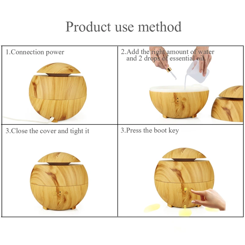  CHOLIDO 600ml ultrasonic Air humidifier aroma diffuser aromatherapy mist maker coolair light wood w - 32926006803