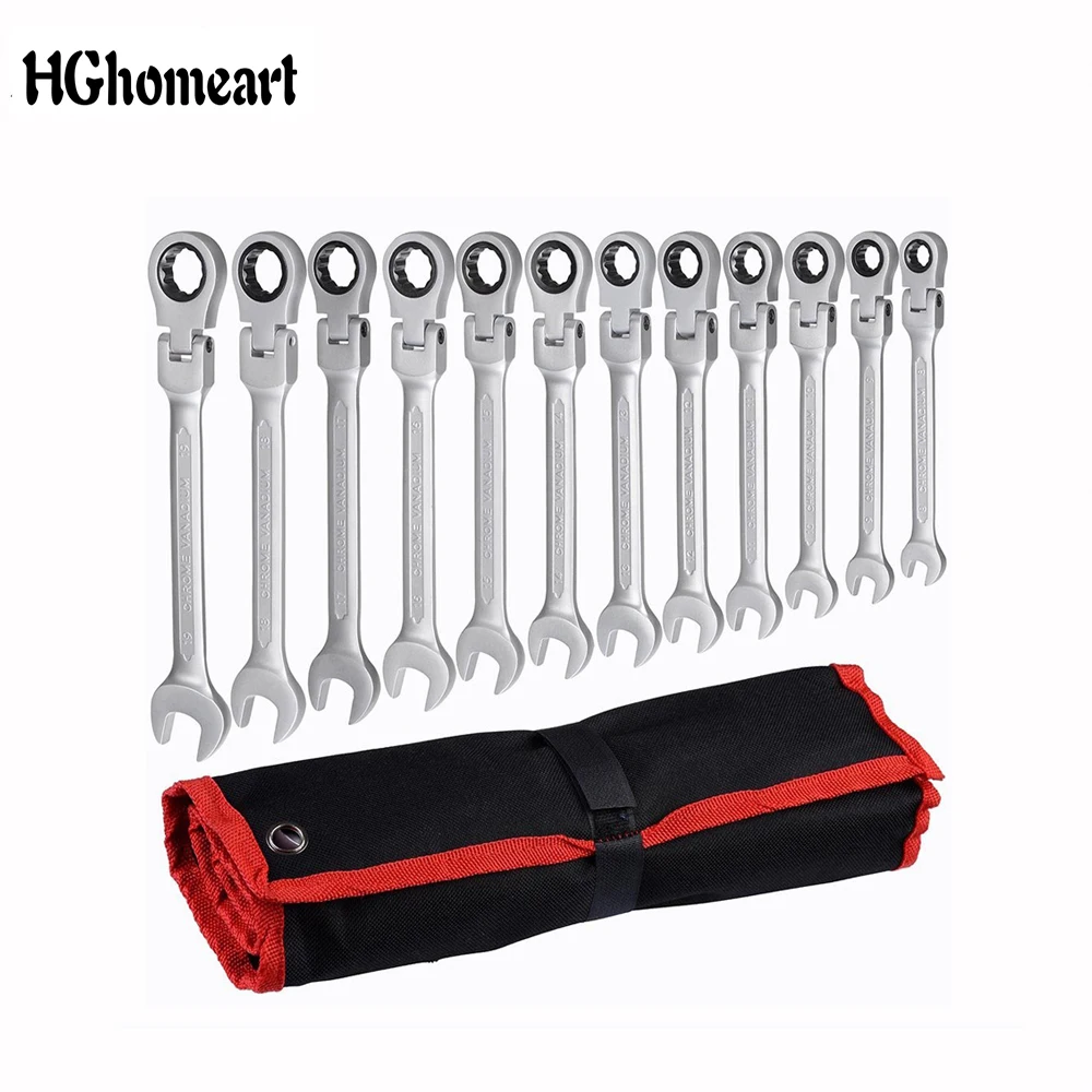 

HGhomeart 7/12PCS Ratcheting Wrench Car Repair Flexible Head Key Ratchet Spanners Set Combination Tool Set Universal Wrench
