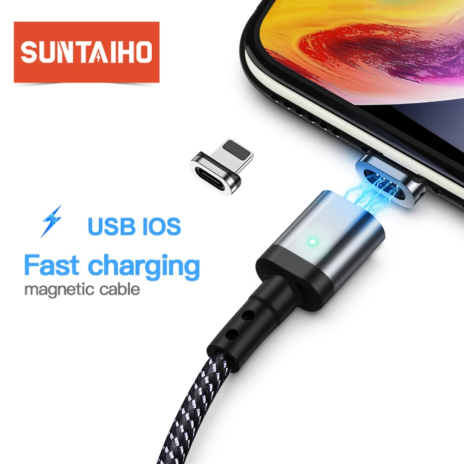 Suntaiho Magnetic Cable For iPhone XR XS Max X Quick Charger Cord Fast Data Cables For iPhone 8 7 Plus iPad Magnet Charger Cord Suntaiho Magnetic Cable For iPhone XR XS Max X Quick Charger Cord Fast Data Cables For iPhone 8 7 Plus iPad Magnet Charger Cord