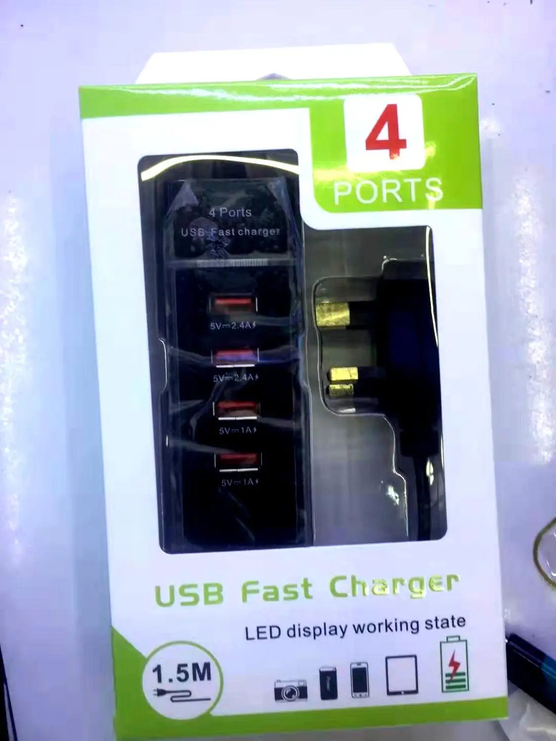 UK Универсальный ЕС США Великобритания Plug 4 USB порт быстрое зарядное устройство для телефона Путешествия стены мощность адаптер быстрой зарядки - Цвет: UK
