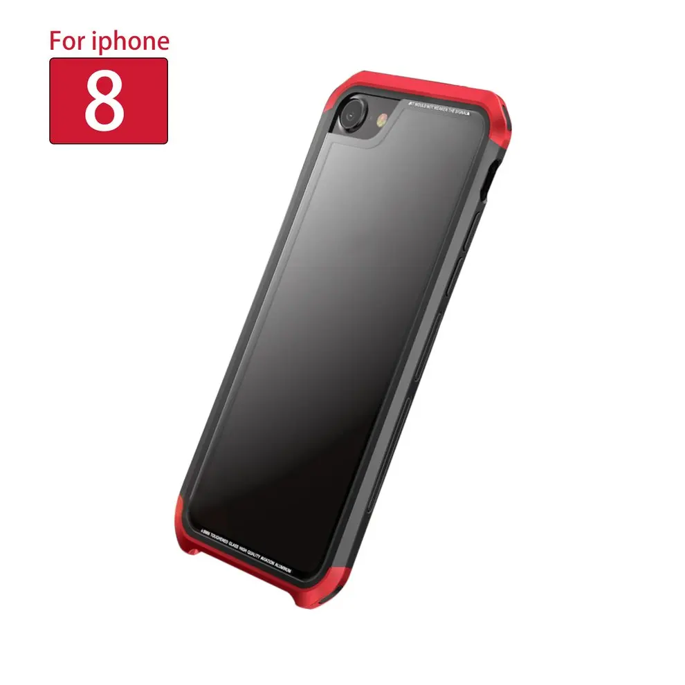 8 Pcs Black and Red Toughened Glass Protective Case Scrape Resistance For iPhone 8 3 in 1 Dust-proof Full Protected Cover