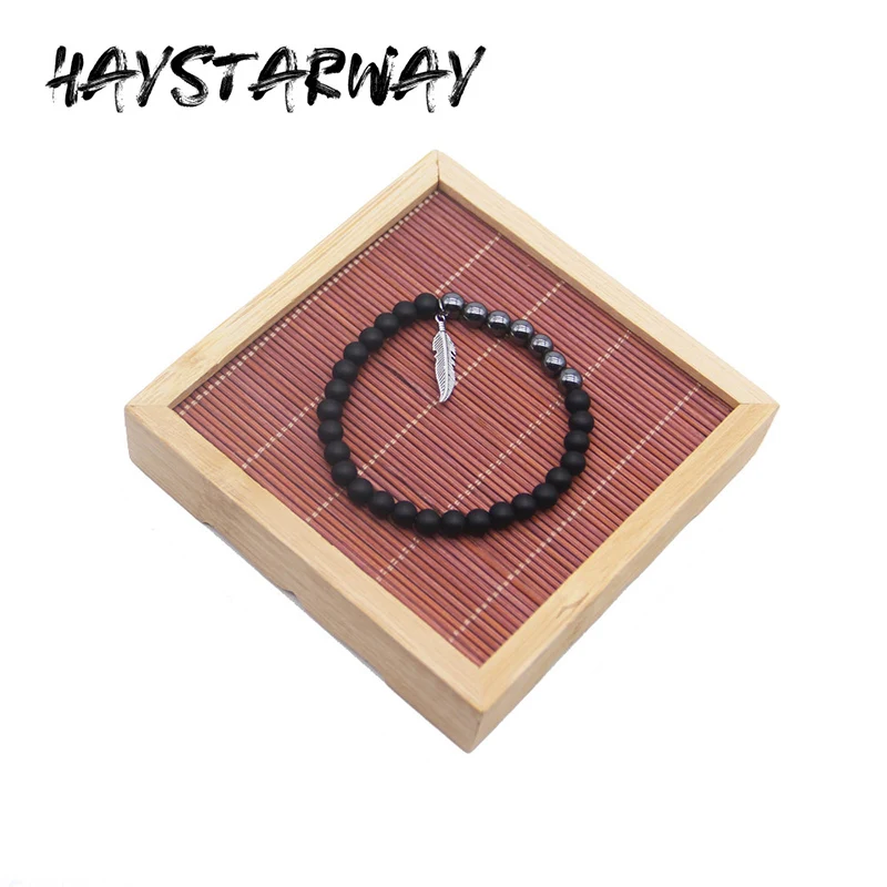 HayStarWay натуральный гематит бусины Браслет Подвески для мужчин подарок модные украшения