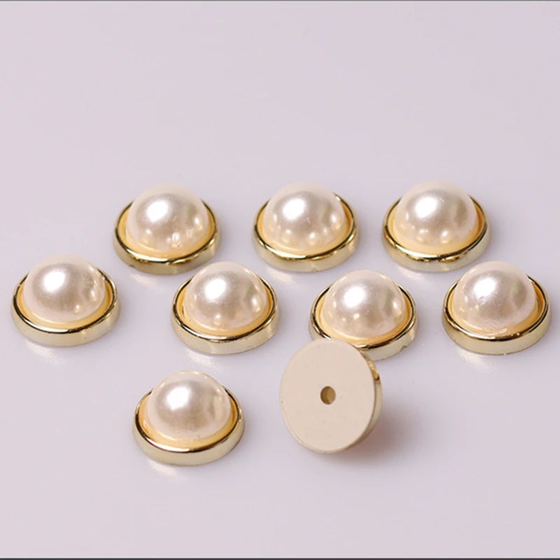 

10Set 10mm Pearl Rivets Studs Acrylic Iron Spikes For DIY Garment Rivets for Clothes/Bag/Shoes/Leathercrafts Decoration Buttons