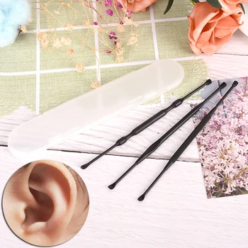 

3Pcs/Set Portable Stainless Steel Ear Pick Double-ended Earpick Ear Wax Curette Remover Ear Cleaner Spoon Spiral Ear Clean Tool