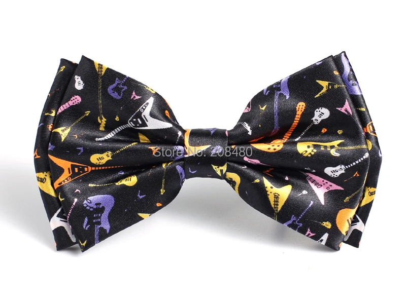 Модный галстук-бабочка для женщин и мужчин унисекс "Радужная музыкальная гитара" с рисунком смокинг платье Блестящий галстук-бабочка Розничная и