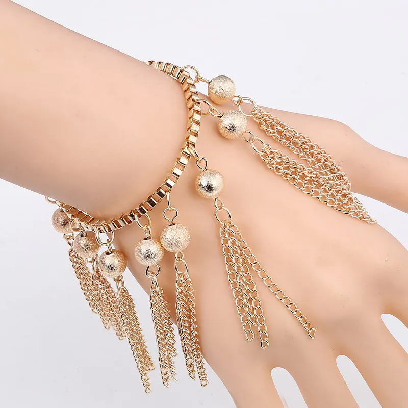 Новый бренд длинные золотые браслеты с кисточками богемные звенья и цепи Bijoux Ball