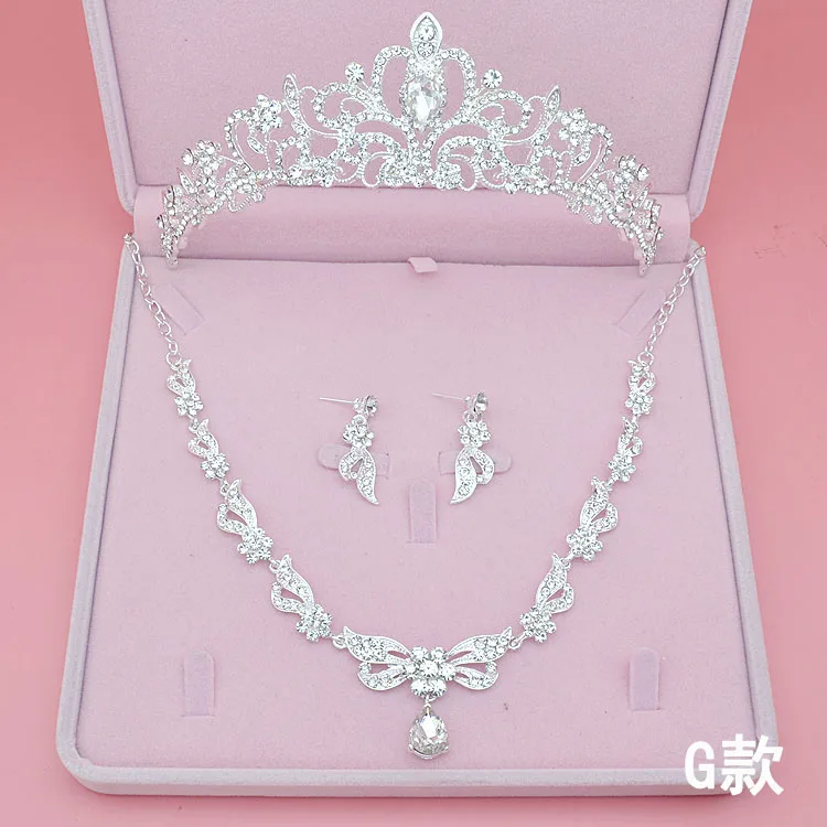 Luxo Cristal Conjuntos de Jóias de Casamento para Noivas Gargantilha Colar + Coroa Tiara + Brinco Conjuntos de Jóias para Bridals Acessórios Para o Cabelo (14)