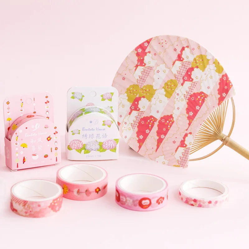 

1pc Japan Sakura Washi Tape Cartoon Flower Bullet Journal sticker Scrapbooking DIY Decorative Sticker School Support Kawaii