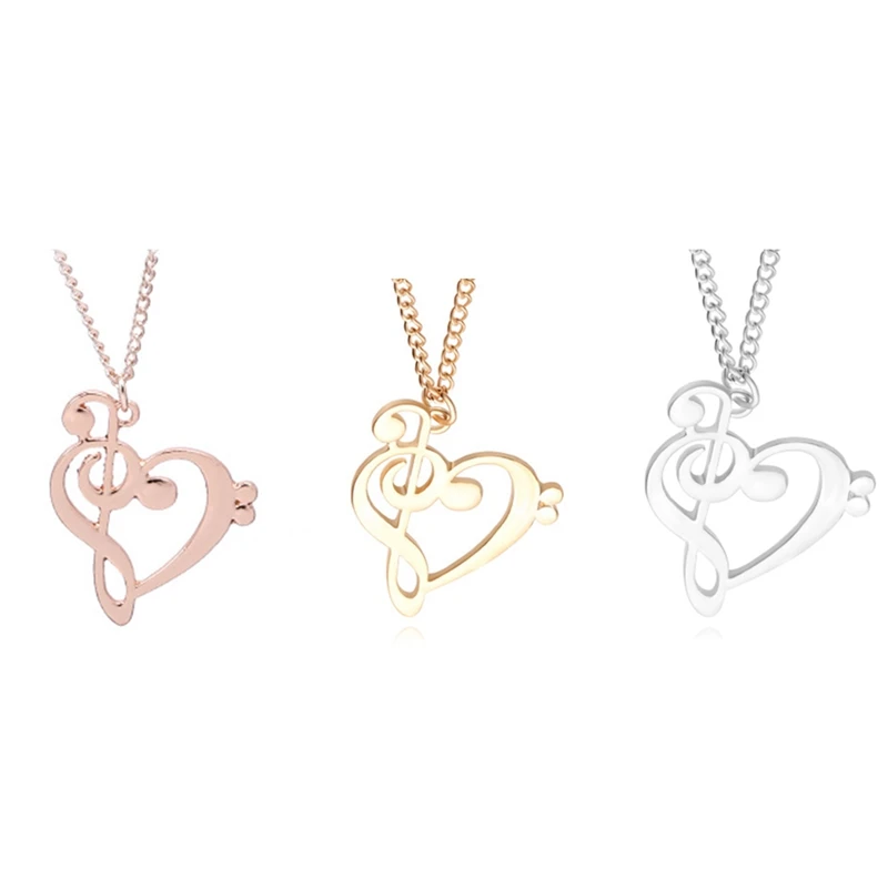 Stainless Steel Necklace Music Symbol Heart Of Treble And Bass Clefs Infinity Love Charm Pendant Necklaces Unisex Jewelry