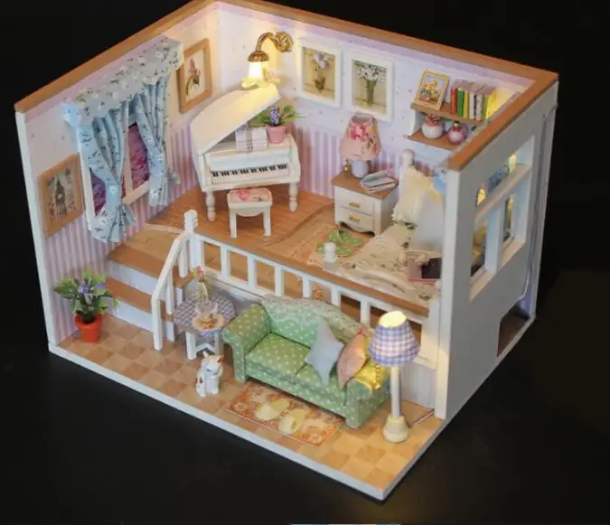 

Doll House Miniature DIY Dollhouse With Furnitures Wooden House Stars Sky Toys For Children Birthday Gift M026