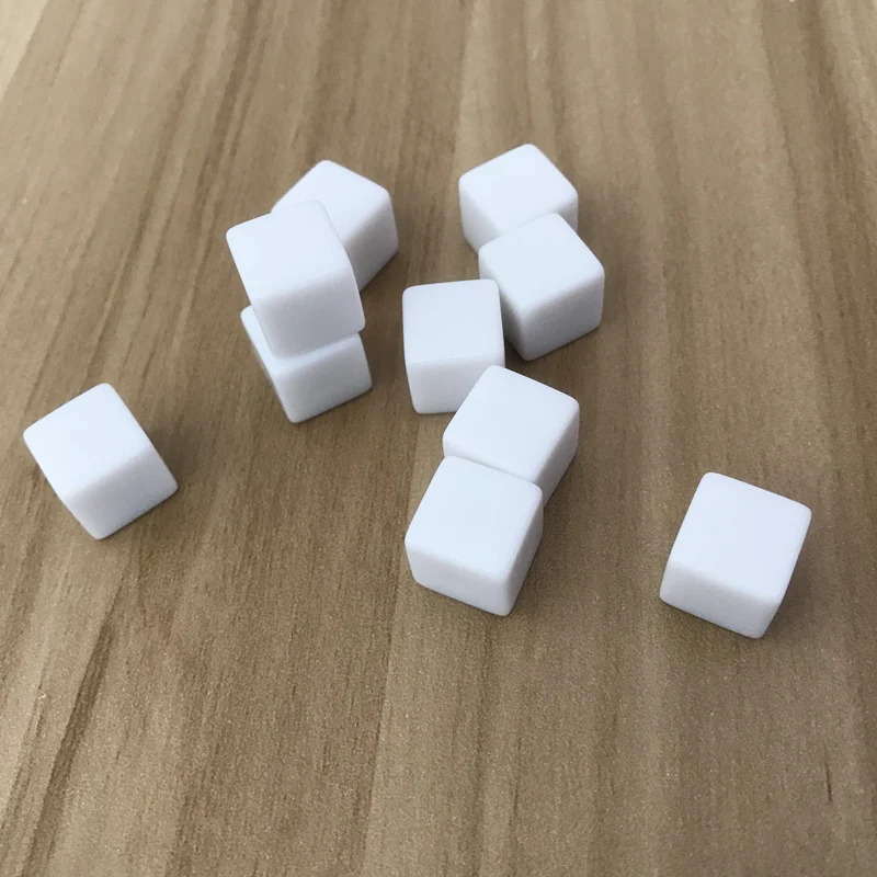 10Pcs/Lot Wholesale 12mm Dice White Blank Square Corner Dice Set Can Write And Carving Children Teaching Instruments Boardgame